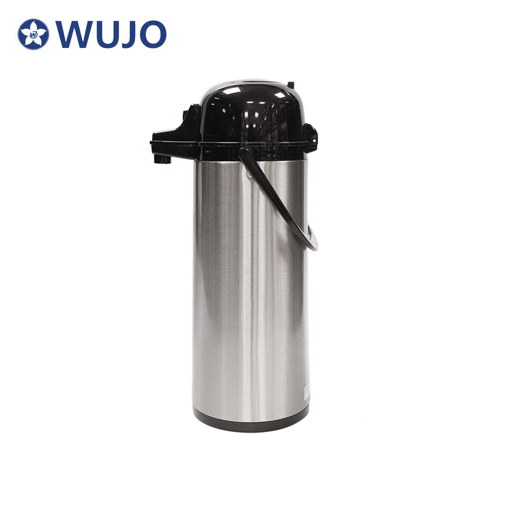 Wujo 1L 1.9 एल अनुकूलित इन्सुलेटेड स्टेनलेस स्टील वैक्यूम पंपिंग कॉफी एयरपॉट थर्मॉस
